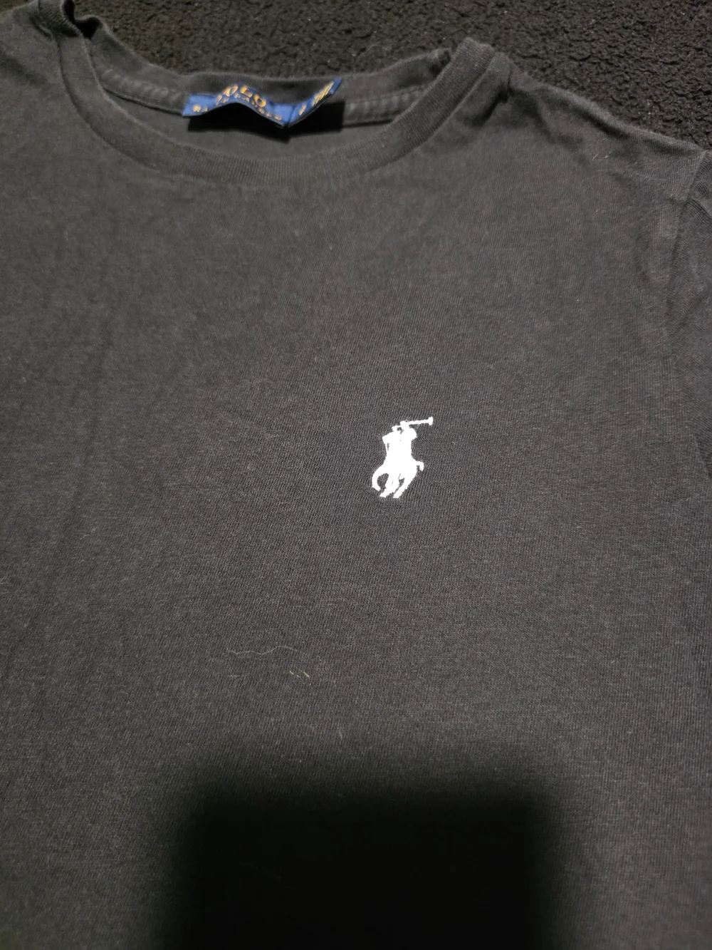 Girls Ralph Lauren Black Short-Sleeve Crewneck Tee with White Pony